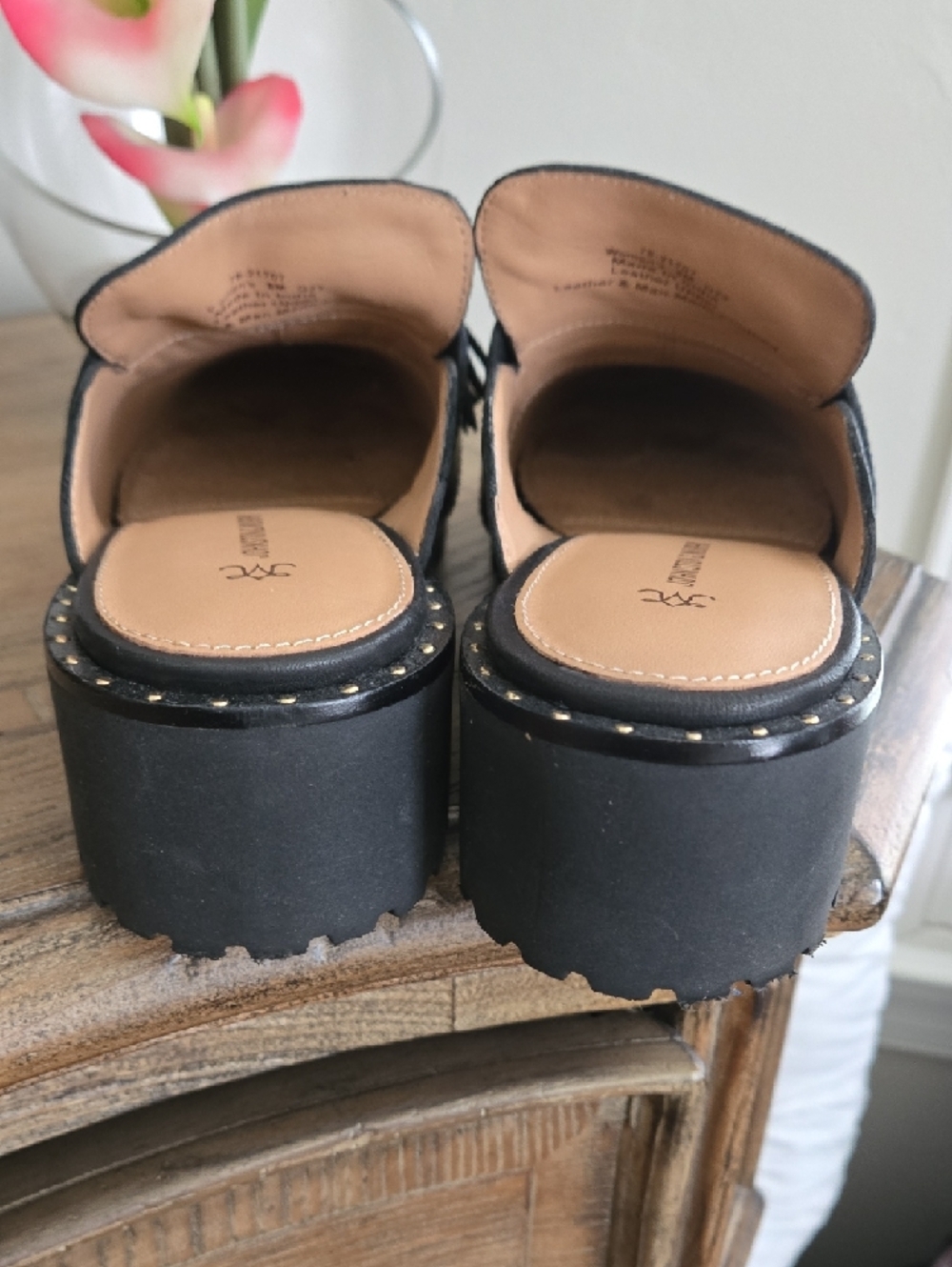Johnston & Murphy Black Leather Tassel Mules For Women..comfort Quality New - Picture 4 of 7